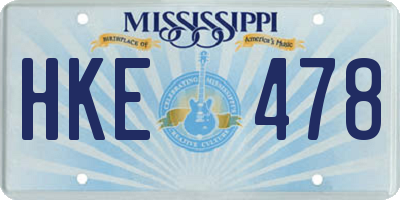 MS license plate HKE478