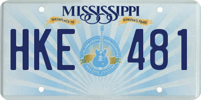MS license plate HKE481