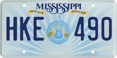 MS license plate HKE490