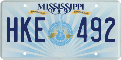 MS license plate HKE492