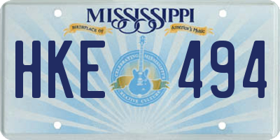 MS license plate HKE494