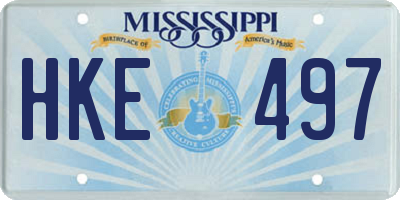 MS license plate HKE497