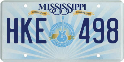 MS license plate HKE498