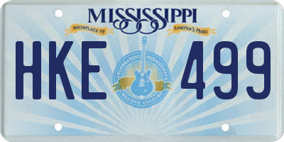 MS license plate HKE499