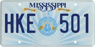 MS license plate HKE501