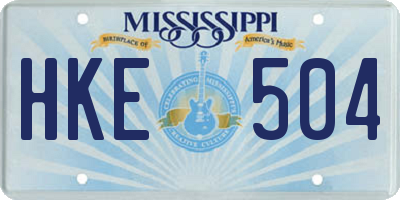 MS license plate HKE504