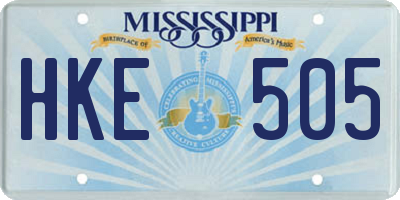 MS license plate HKE505
