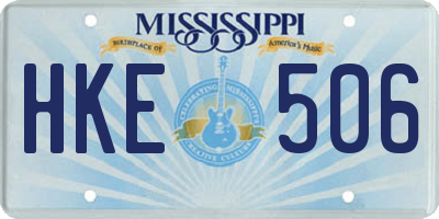 MS license plate HKE506