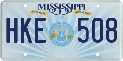 MS license plate HKE508