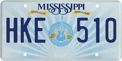 MS license plate HKE510