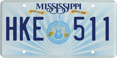 MS license plate HKE511