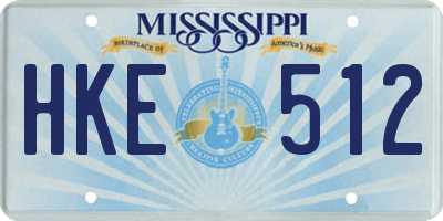 MS license plate HKE512