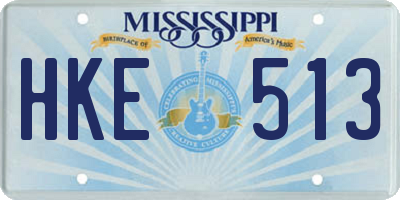 MS license plate HKE513