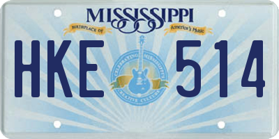 MS license plate HKE514