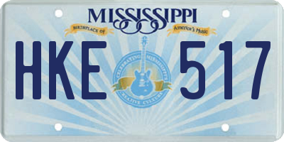 MS license plate HKE517