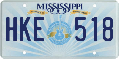 MS license plate HKE518