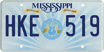 MS license plate HKE519
