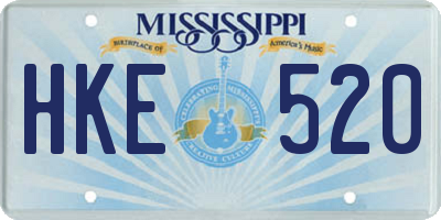 MS license plate HKE520
