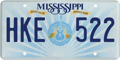 MS license plate HKE522