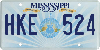 MS license plate HKE524