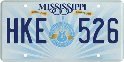 MS license plate HKE526