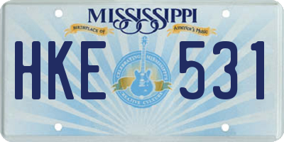 MS license plate HKE531
