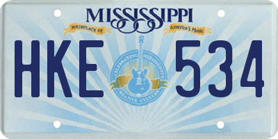 MS license plate HKE534