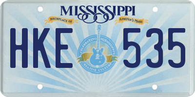 MS license plate HKE535