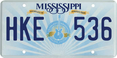 MS license plate HKE536