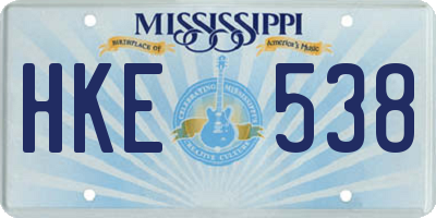MS license plate HKE538