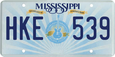 MS license plate HKE539