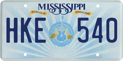 MS license plate HKE540
