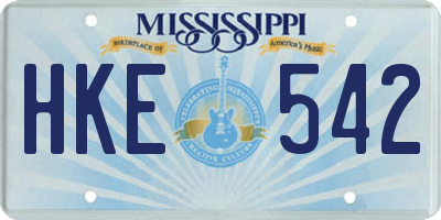 MS license plate HKE542