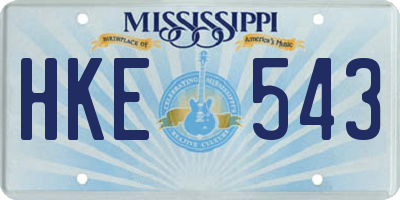 MS license plate HKE543