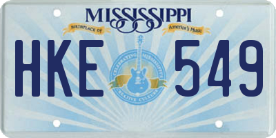 MS license plate HKE549