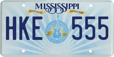 MS license plate HKE555