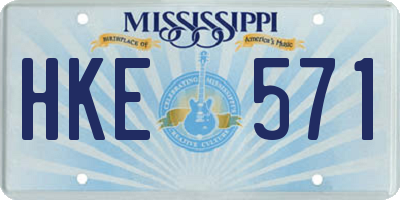 MS license plate HKE571