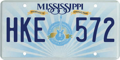 MS license plate HKE572