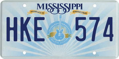 MS license plate HKE574