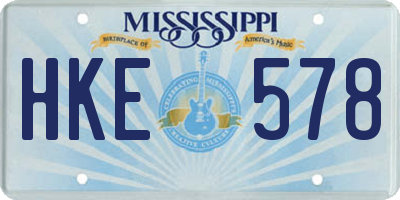 MS license plate HKE578