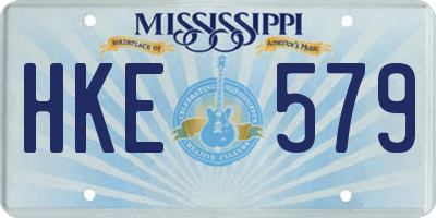 MS license plate HKE579