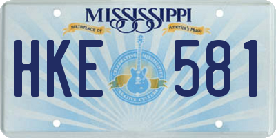 MS license plate HKE581