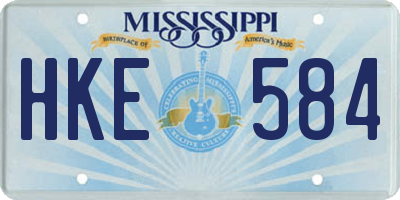 MS license plate HKE584
