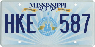 MS license plate HKE587