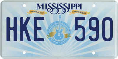 MS license plate HKE590