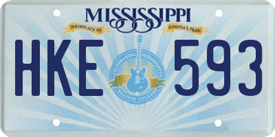 MS license plate HKE593