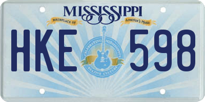 MS license plate HKE598