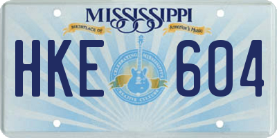 MS license plate HKE604