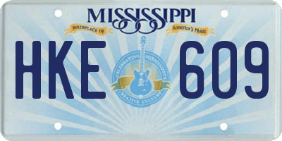 MS license plate HKE609