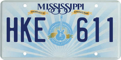 MS license plate HKE611